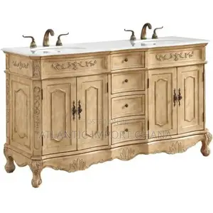 Elegant Lighting Danville 60” Luxury Vanity Sink Set | Antique Beige