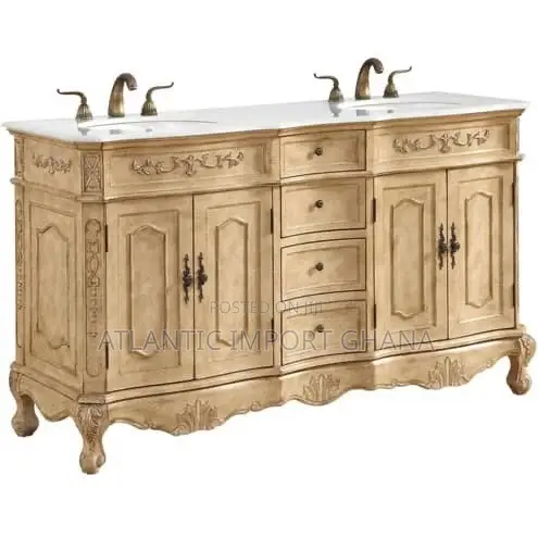 Elegant Lighting Danville 60” Luxury Vanity Sink Set | Antique Beige