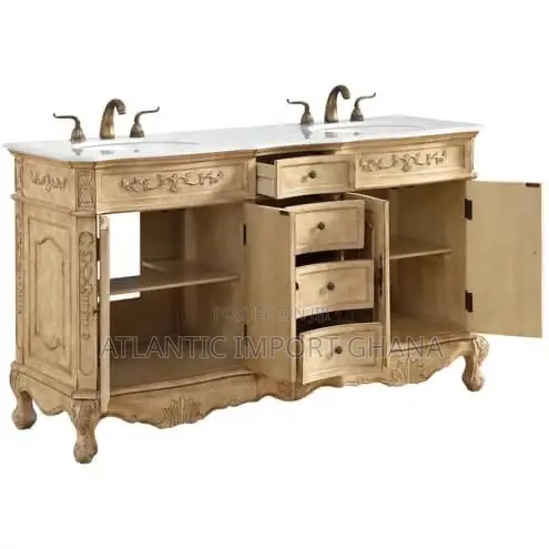 Elegant Lighting Danville 60” Luxury Vanity Sink Set | Antique Beige