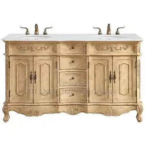 Elegant Lighting Danville 60” Luxury Vanity Sink Set | Antique Beige