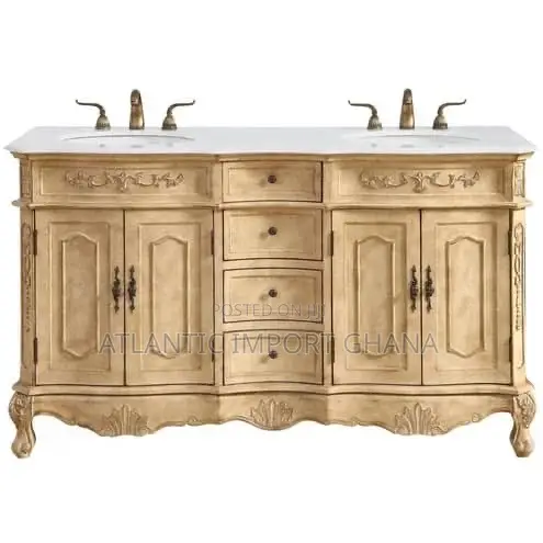 Elegant Lighting Danville 60” Luxury Vanity Sink Set | Antique Beige