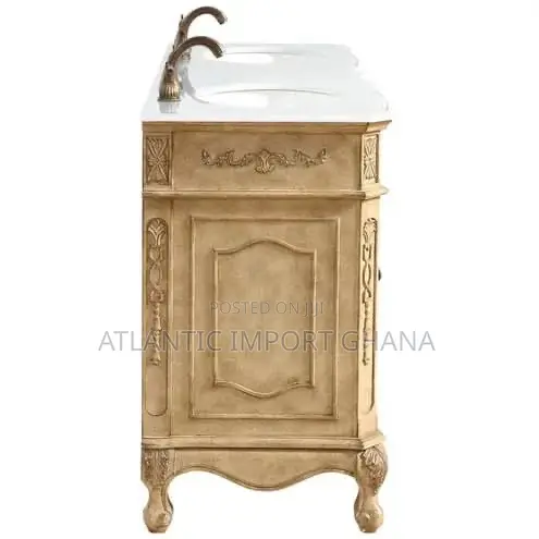 Elegant Lighting Danville 60” Luxury Vanity Sink Set | Antique Beige