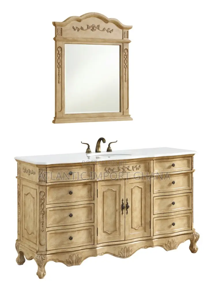 Elegant Lighting Danville 60” Luxury Vanity Sink Set | Antique Beige