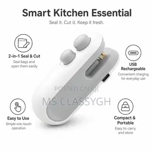 USB Rechargeable Mini Bag Sealer With Cutter – 2-in-1 Portable Snack