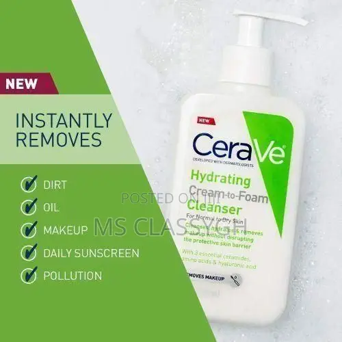 Cerave E Hydrating Cream-to-Foam Cleanser for Normal to Dry Skin 236ml