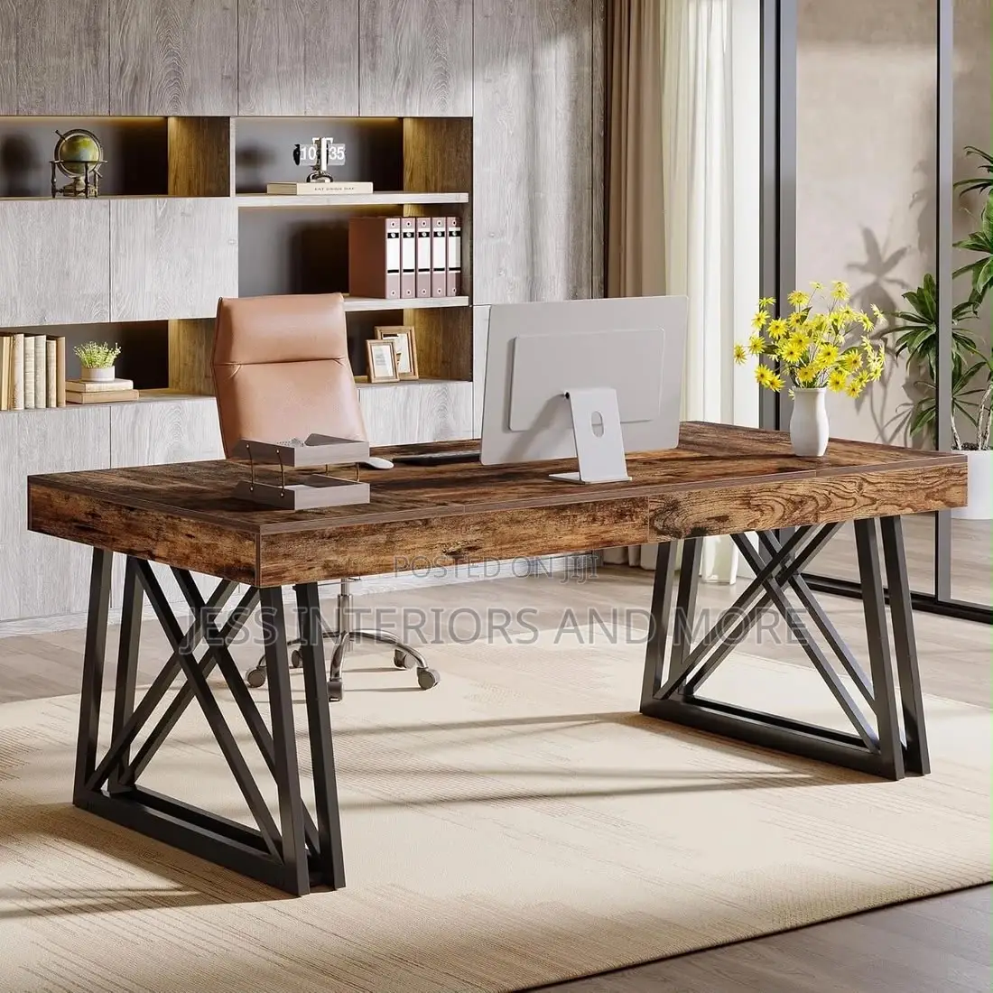 Office Computer Desk With Sturdy X-Shaped Legs