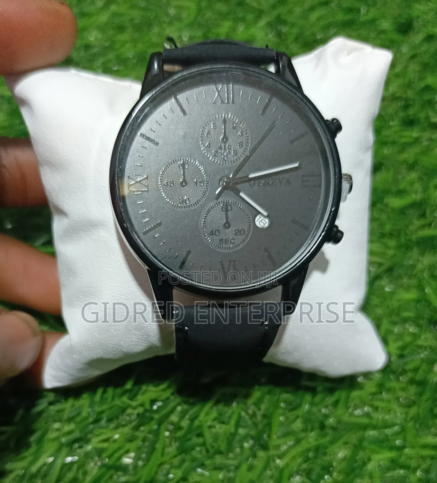 Black Leather Men's Business Casual Watch Set With Calendar ‎