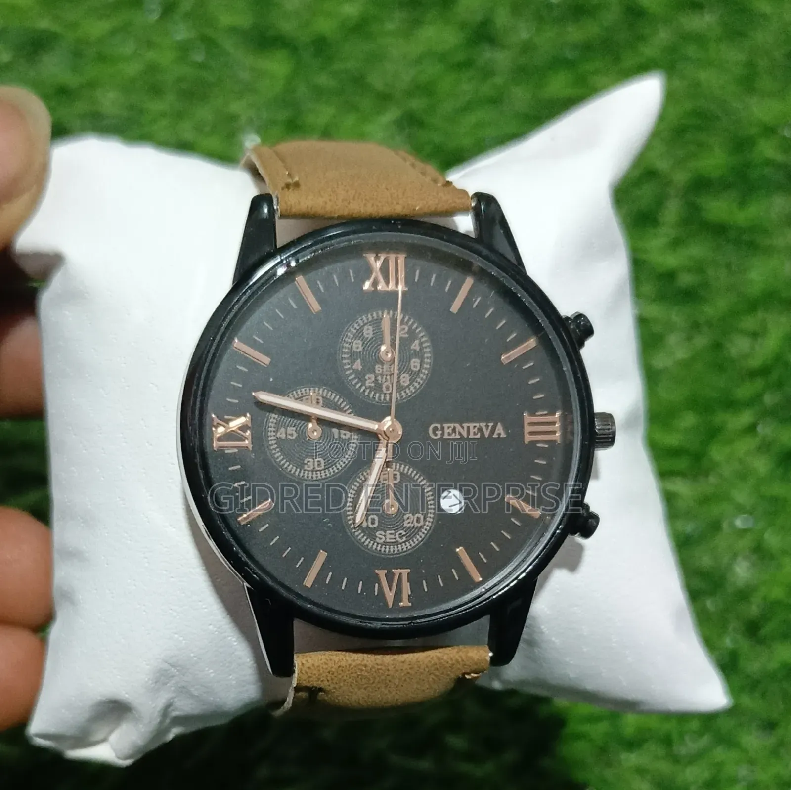 Brown Leather Men's Business Casual Watch Set With Calendar ‎