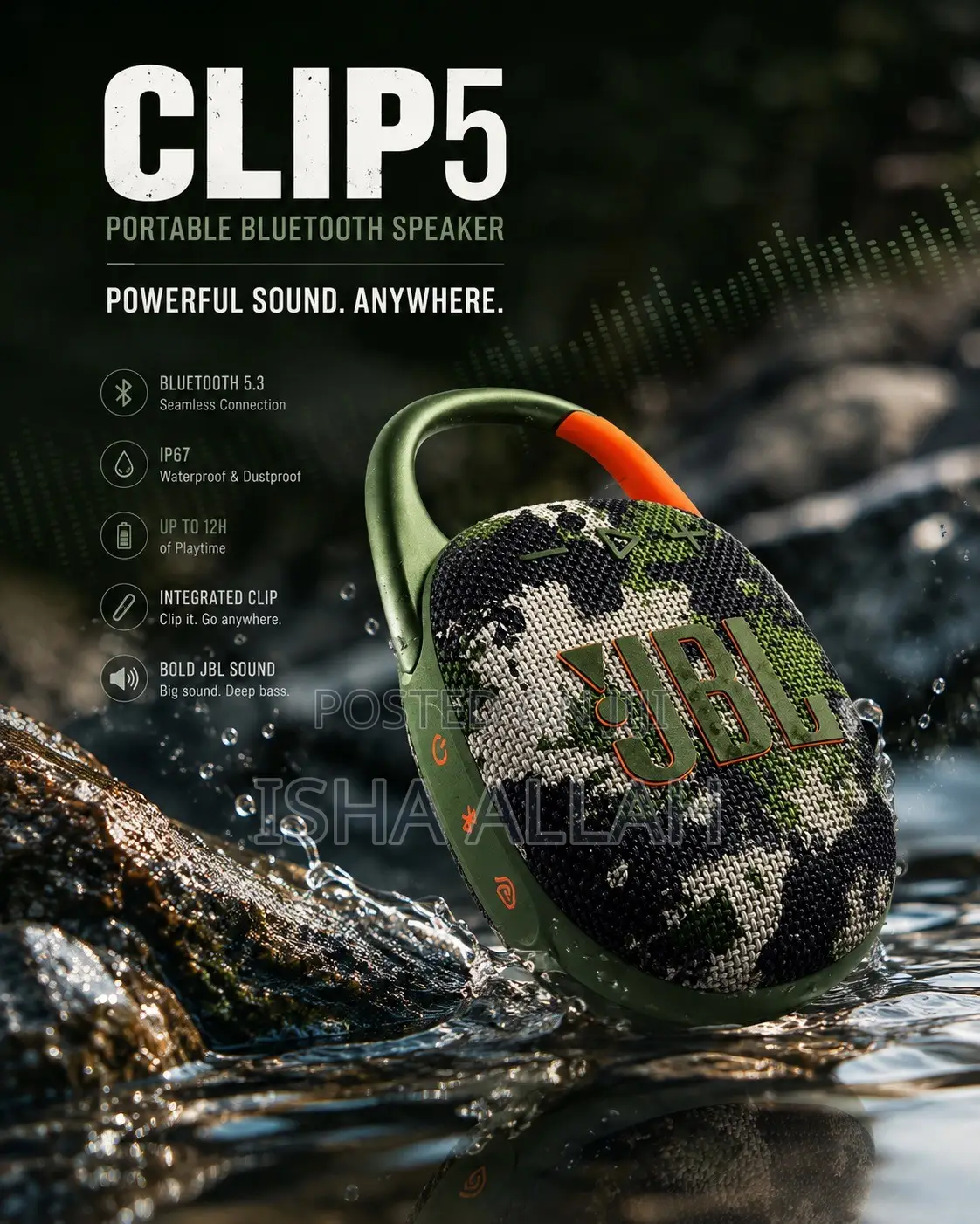 JBL Clip 5 Small Size ,Powerful Sound