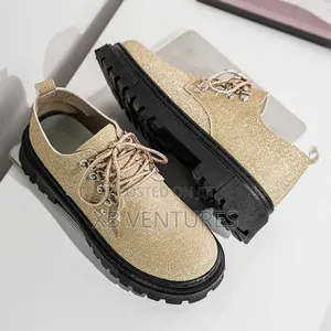 Men's Italian Formal Loafers Lace Up Flat Business Shoes Gold