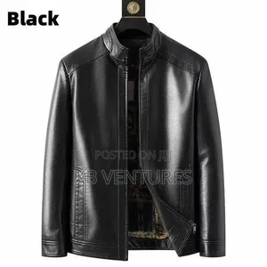 Executive Windproof Leather Jacket - Black