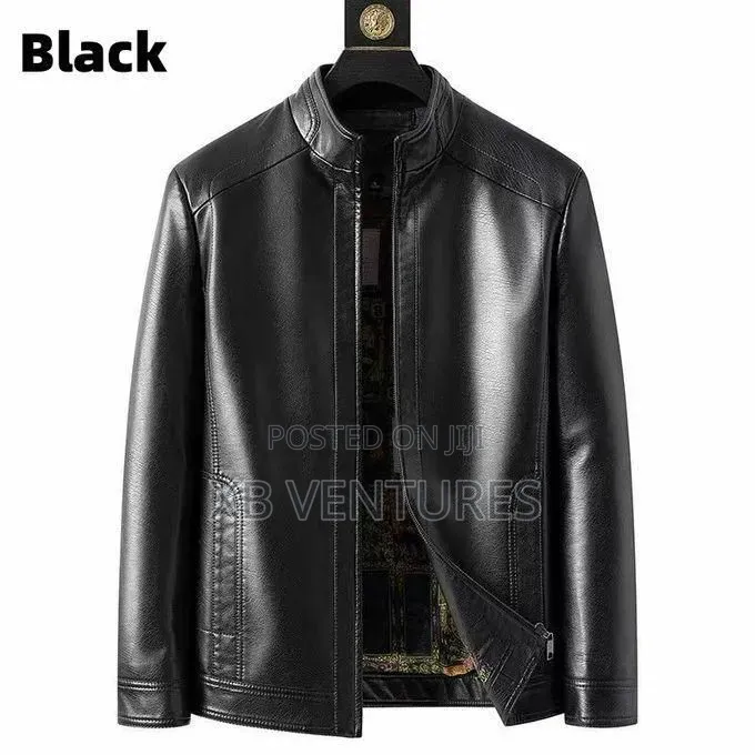 Executive Windproof Leather Jacket - Black