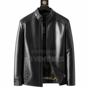 Executive Windproof Leather Jacket - Black