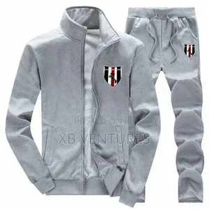 Men's Jacket and Sports Trousers Set - Gray/Blue/Red