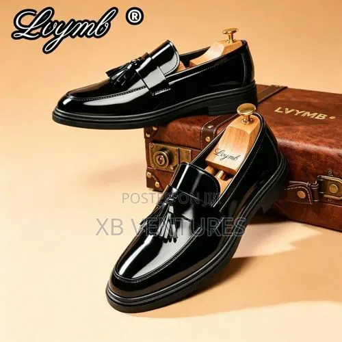 Pointed Toe Formal Business Tuxedo Shoes - Black