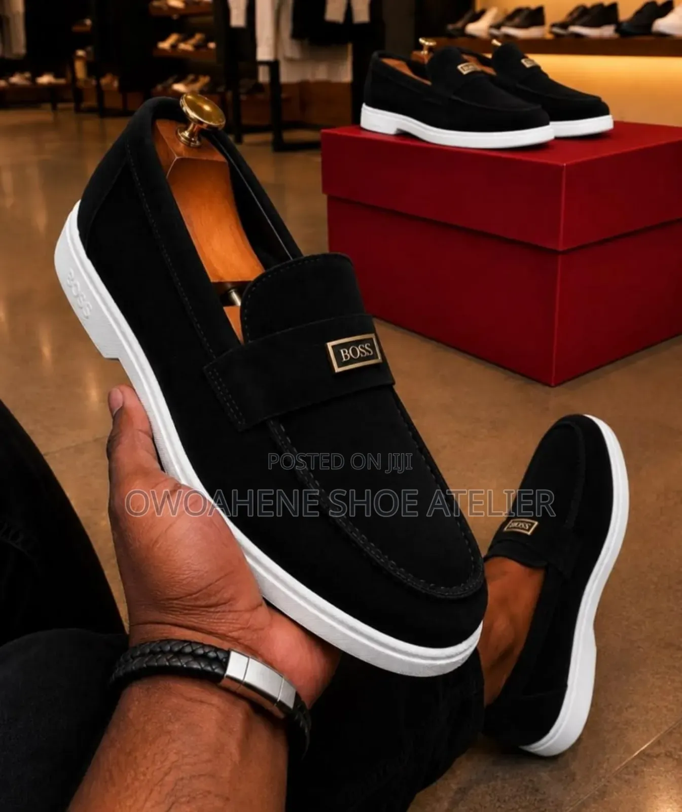 BOSS Brown/Black Suede Smart-Casual Loafers