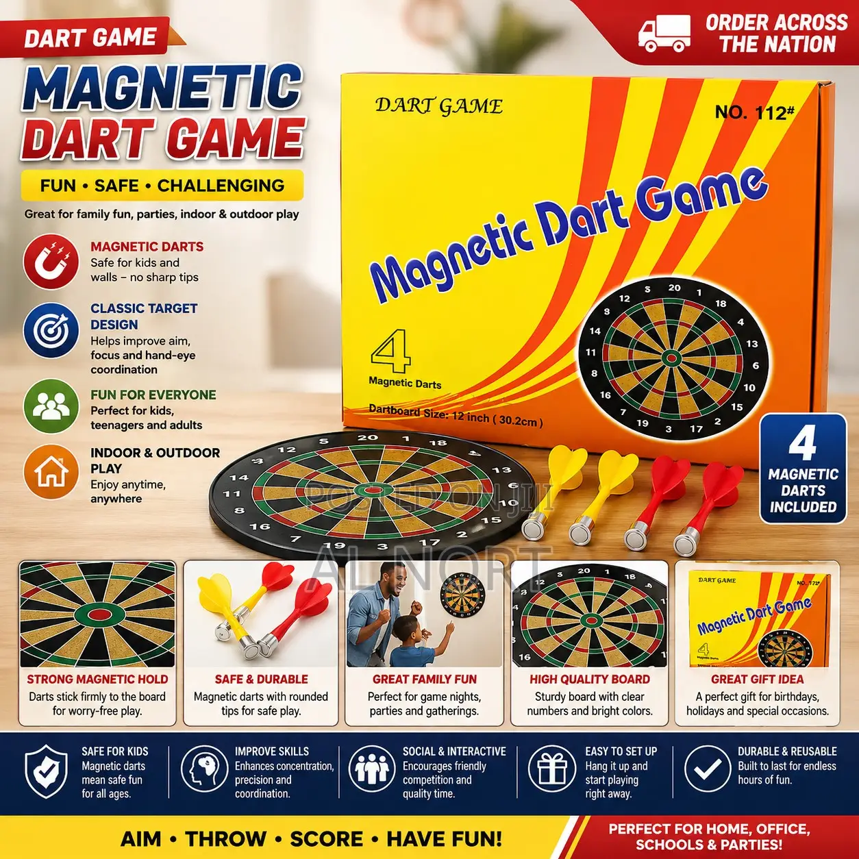 Magnetic Dart Game No. 112 – 4-Piece Magnetic Dart Set