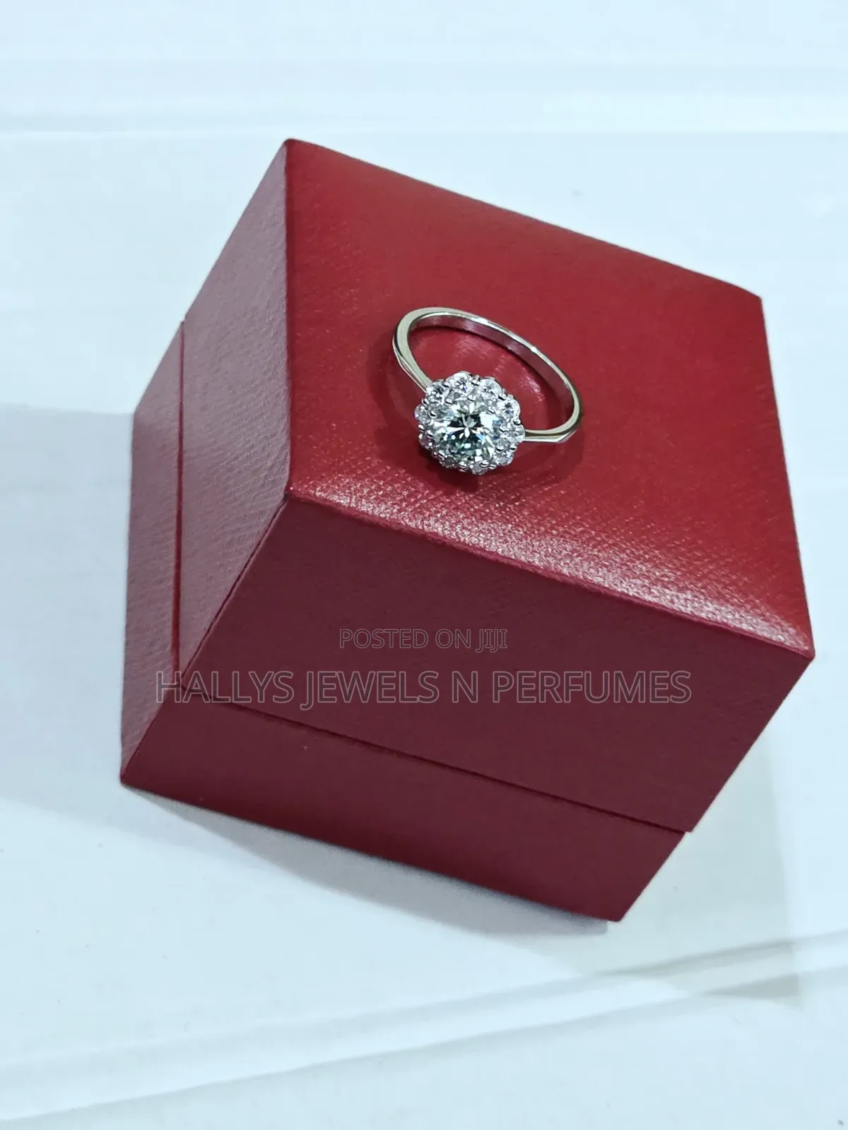 Sterling Silver Moissanite Diamond Engagement or Promise Ring,