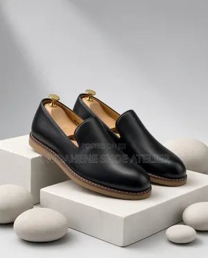 Pair of Men's Black Leather Slip-on Loafers