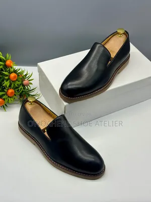 Pair of Men's Black Leather Slip-on Loafers