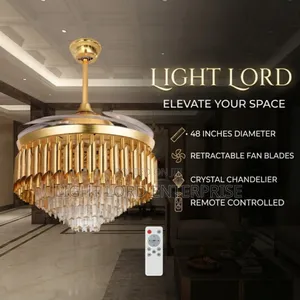 Pure Gold Color Chandelier Fan Light