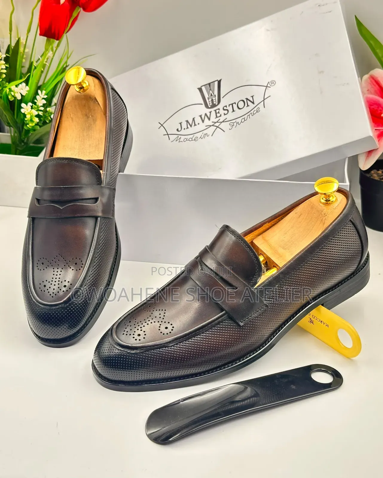 J.M. Weston Brown Leather Dress Loafer