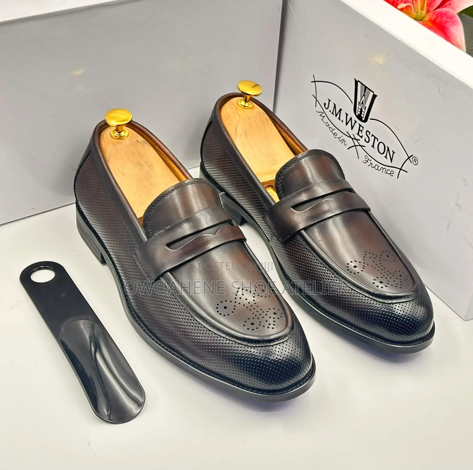 J.M. Weston Brown Leather Dress Loafer