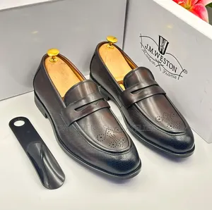 J.M. Weston Brown Leather Dress Loafer