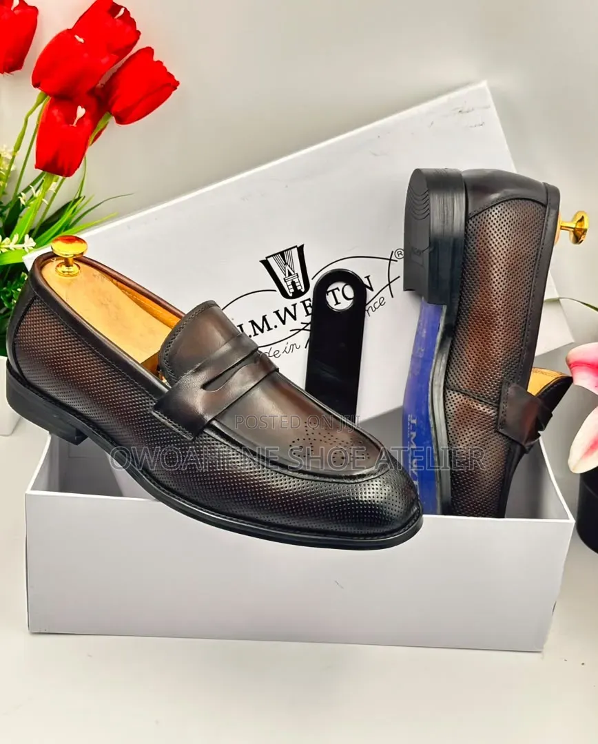 J.M. Weston Brown Leather Dress Loafer