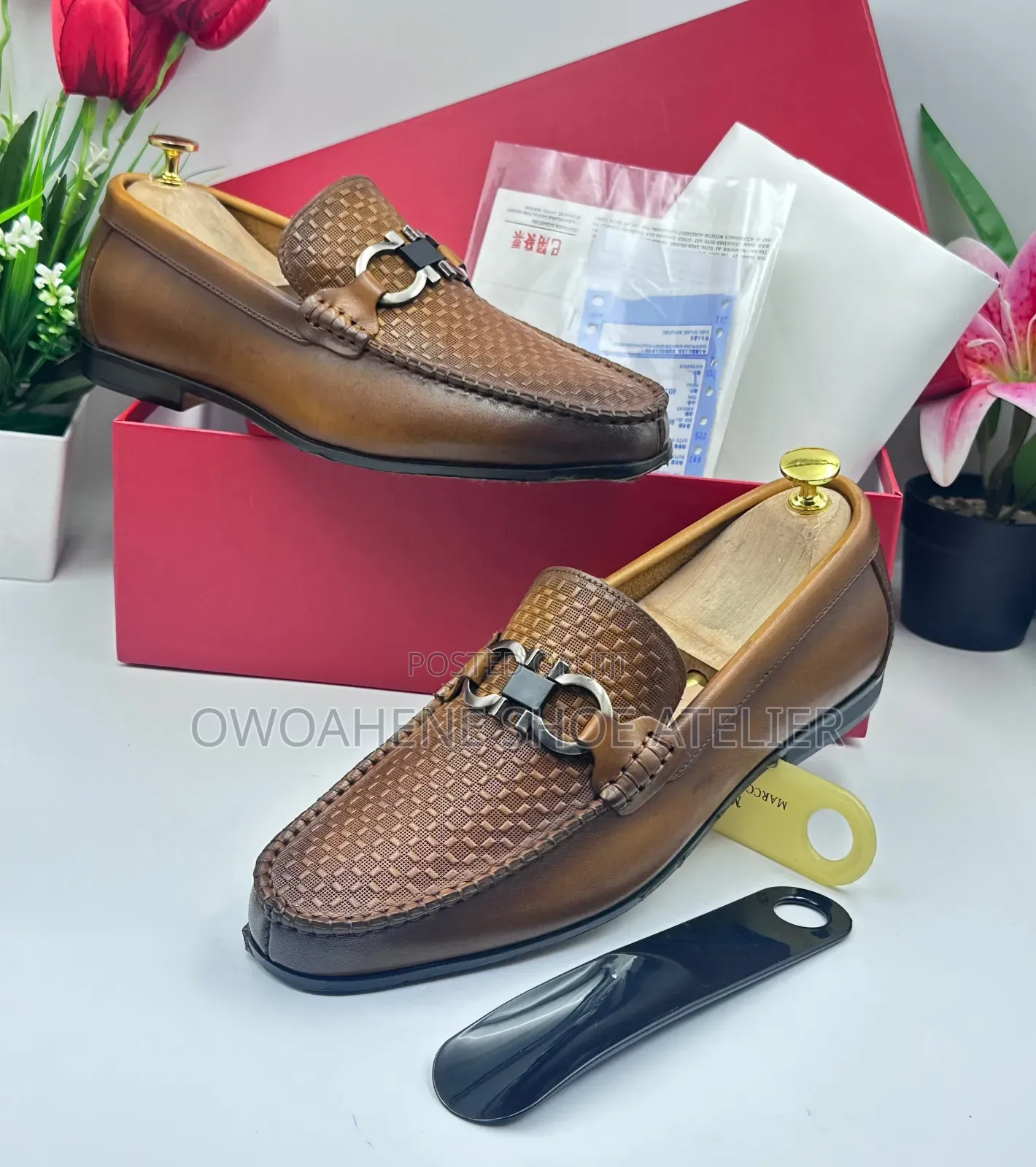 FERRAGAMO Parigi Woven Leather Driving Loafer