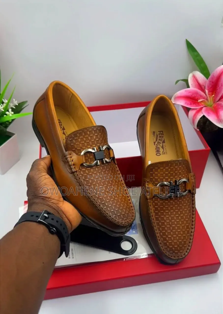FERRAGAMO Parigi Woven Leather Driving Loafer