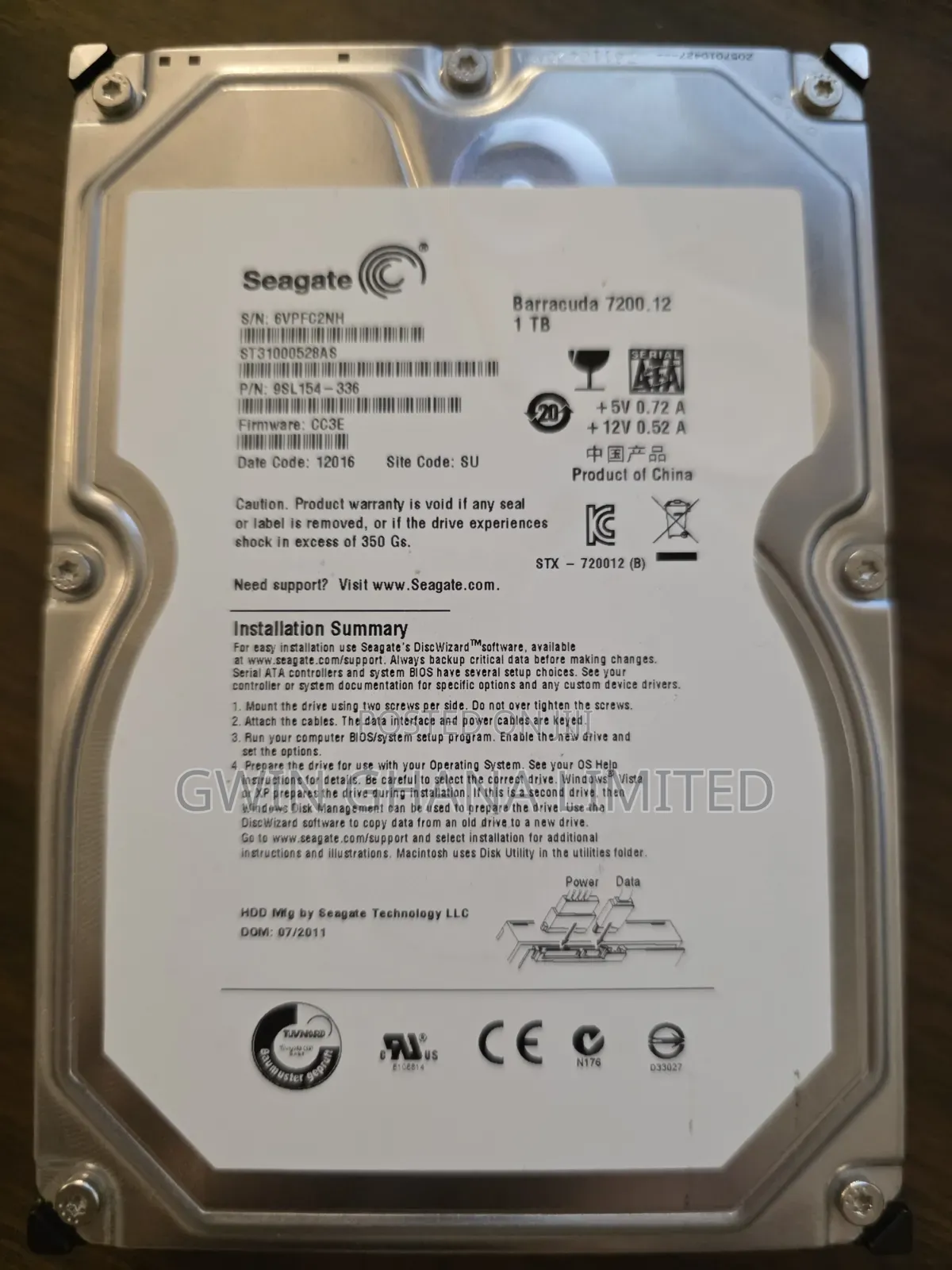 1Seagate Barracuda 7200.12 1TB SATA 3.5" Hard Drive