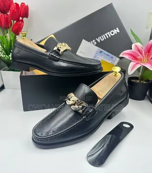 Louis Vuitton Black Leather Chain Loafer
