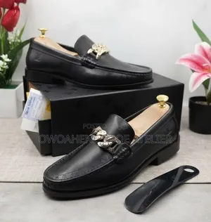 Louis Vuitton Black Leather Chain Loafer