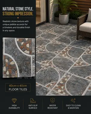 40x40cm Charcoal Pebble Stone Floor Tiles