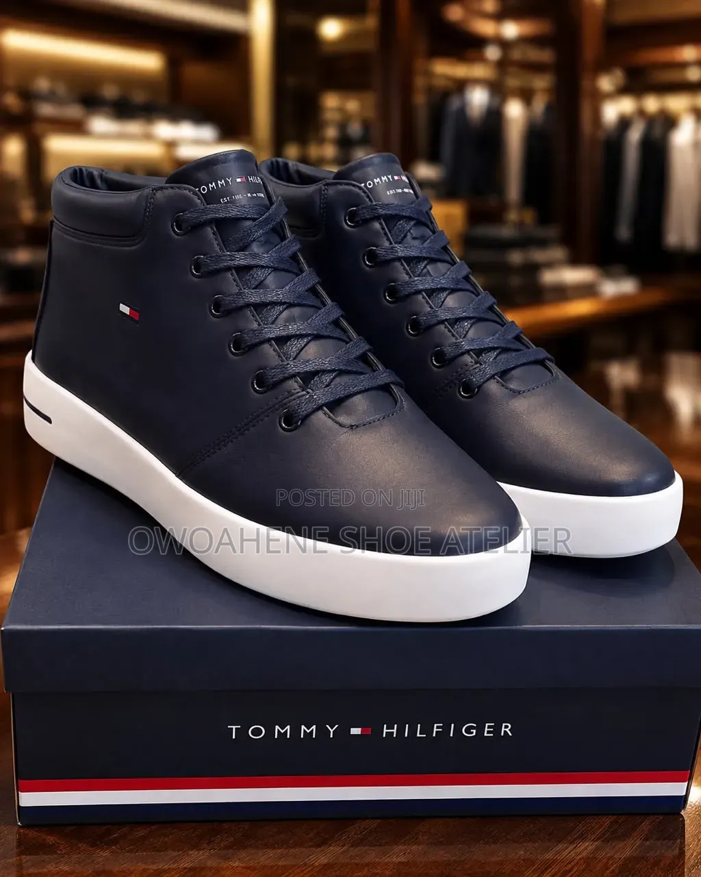 Tommy Hilfiger Modern Vulc Leather High-Top Sneaker (Navy Blue/Desert)