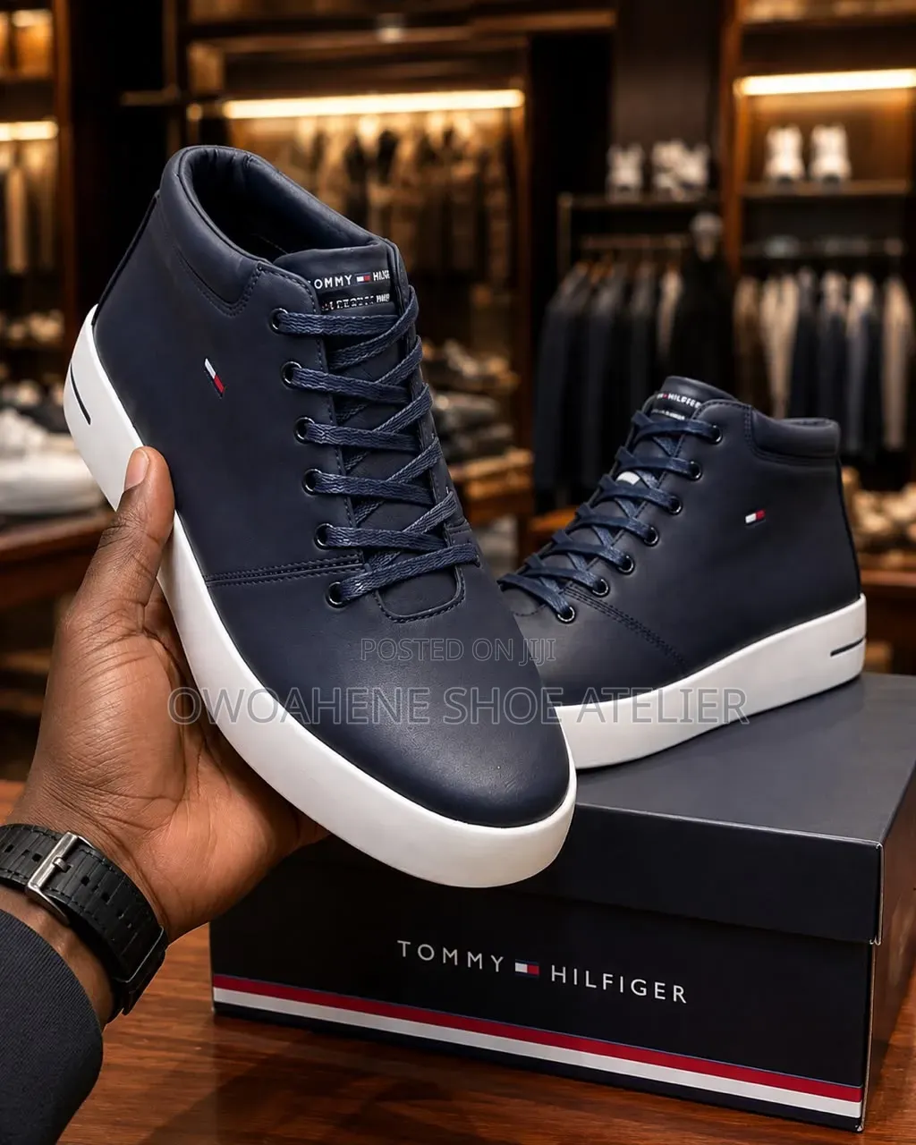 Tommy Hilfiger Modern Vulc Leather High-Top Sneaker (Navy Blue/Desert)