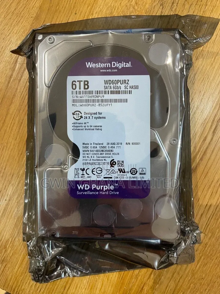 6TB Western Digital WD60PURZ Surveillance SATA 6Gb/S 3.5-in HDD