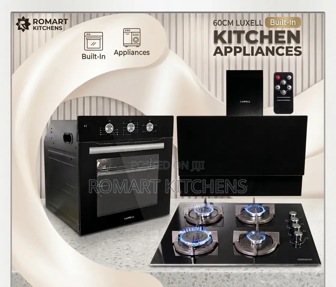 Promo. 60cm Inbuilt Glass Kitchen Set. Oven, Burner and Heat Extractor