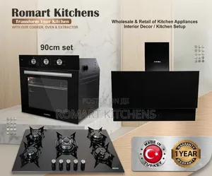 Quality Built-in 90cm Glass Kitchen Set. Oven Hob and Heat Extractor