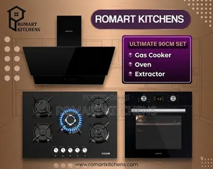 Luxell 90cm Kitchen Glass Set. Cooker, Oven and Heat Extractor