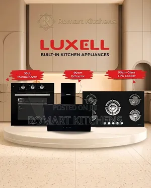 Luxell 90cm Inbuilt Glass Burner Set. Oven, Hob and Heat Extractor