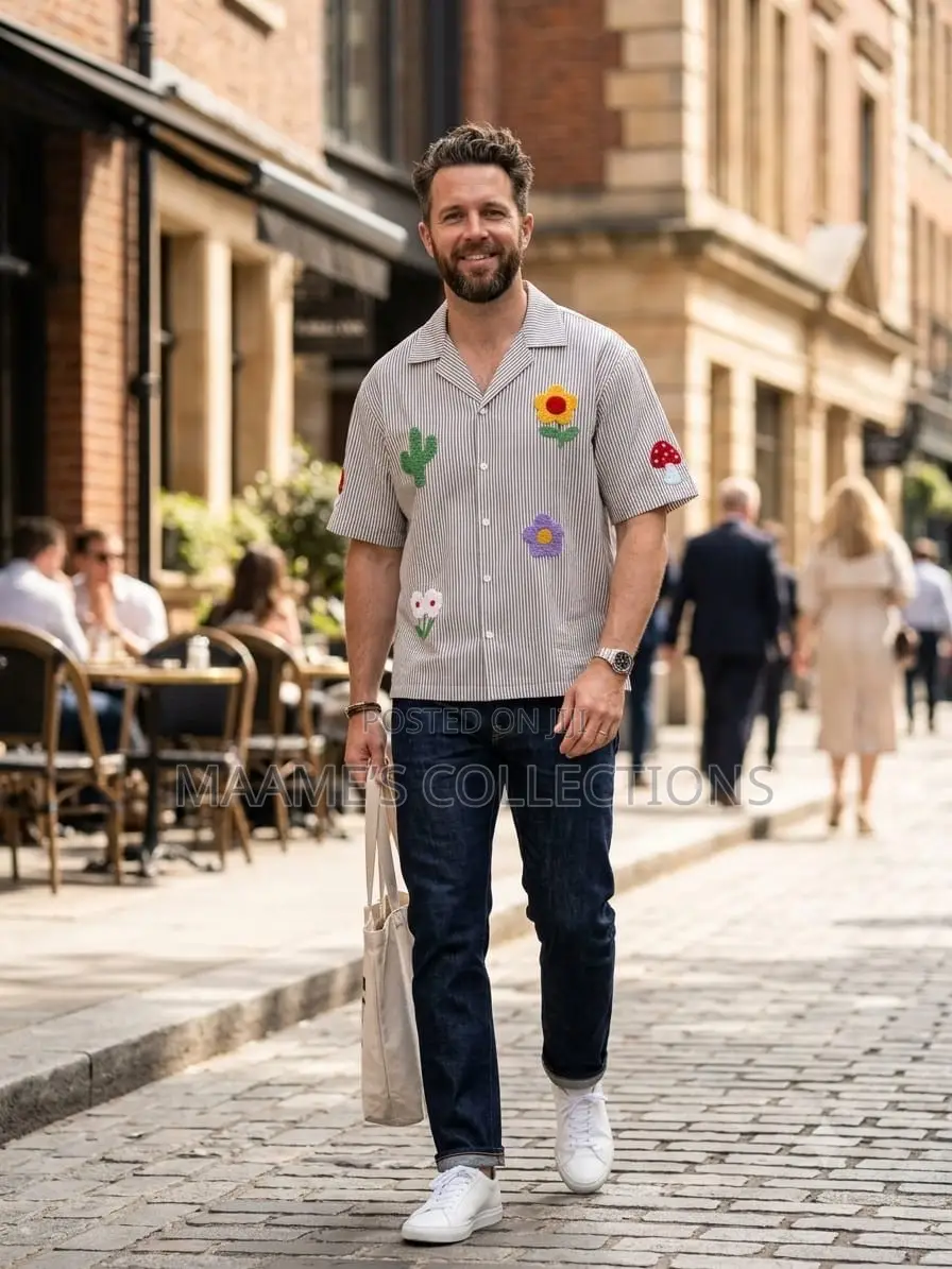 Casual Short-Sleeve Button-Down Shirt