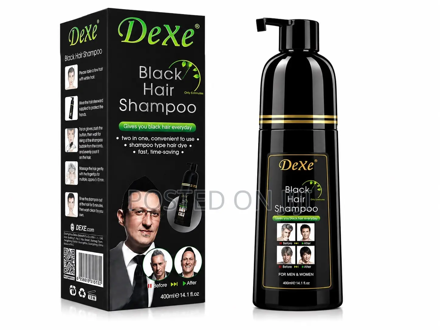 Dexe Black Hair Dye Shampoo Super Long Lasting.