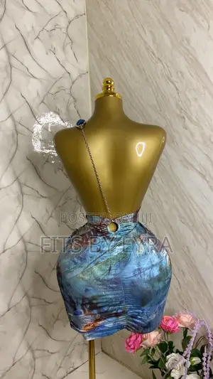 Sexy Blue/Brown Club Mini Dress