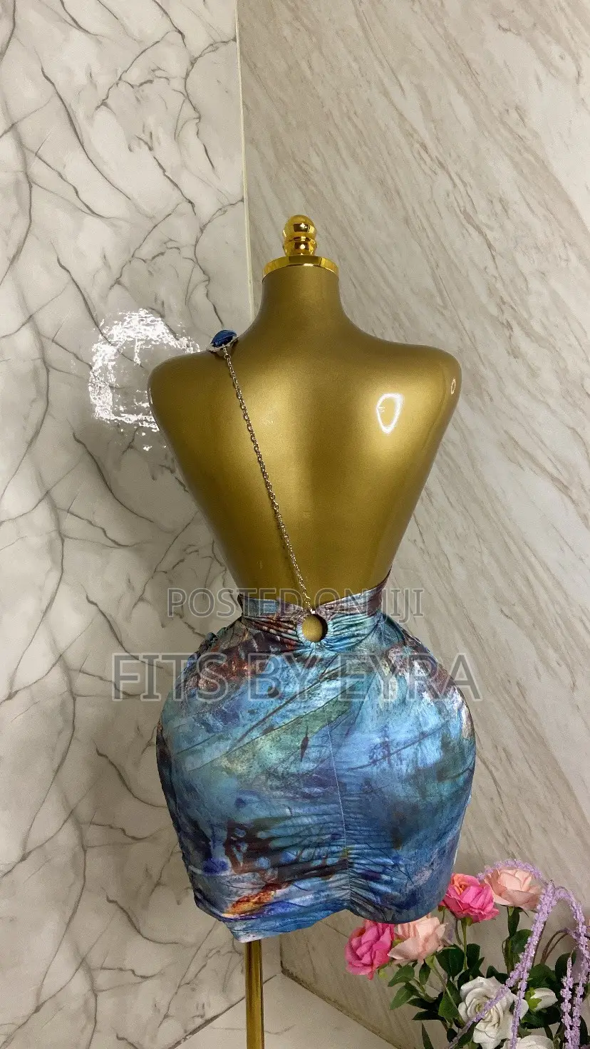 Sexy Blue/Brown Club Mini Dress