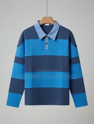 Men’s -Striped Long-Sleeve Polo Shirt