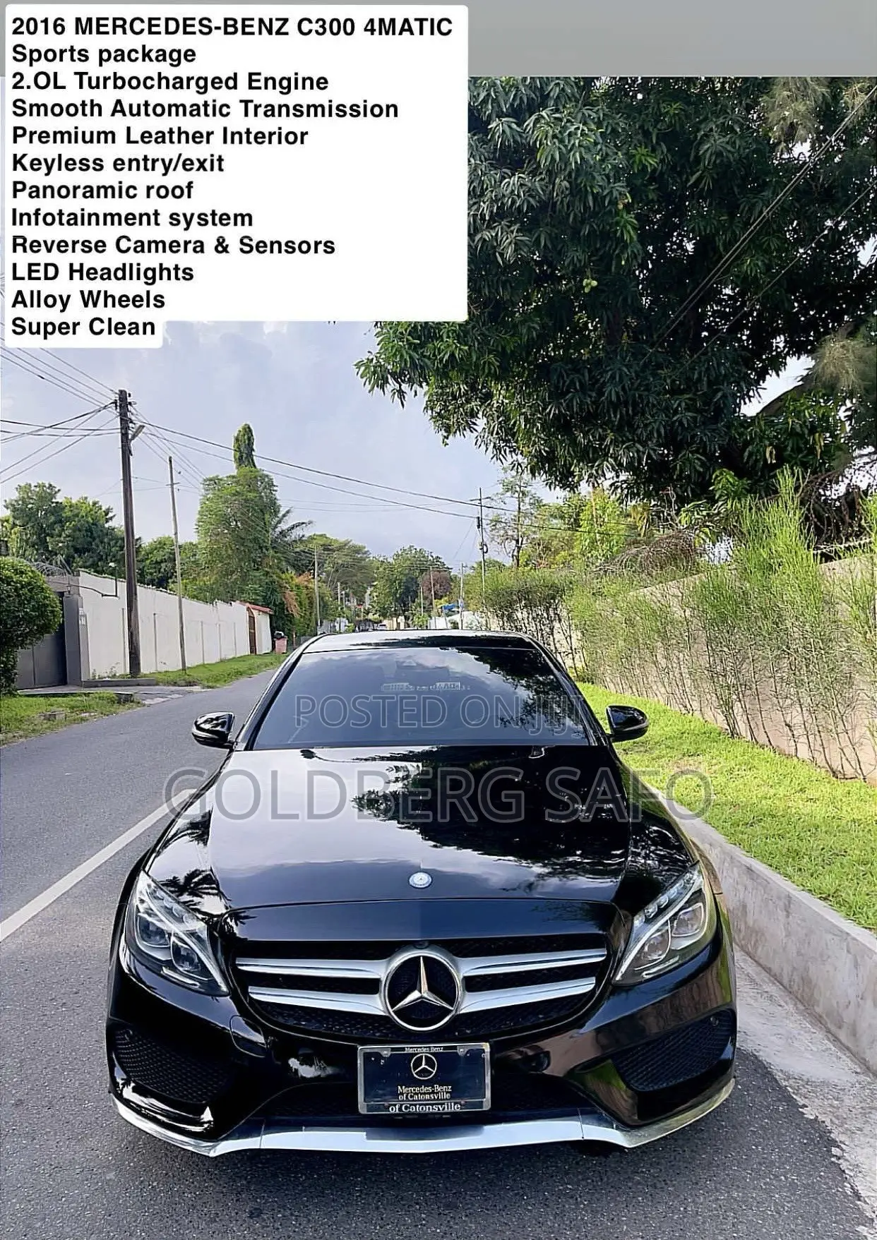 Mercedes-Benz C300 Sport 4Matic Sedan AWD (2.0L 4cyll 7A) 2016 Black