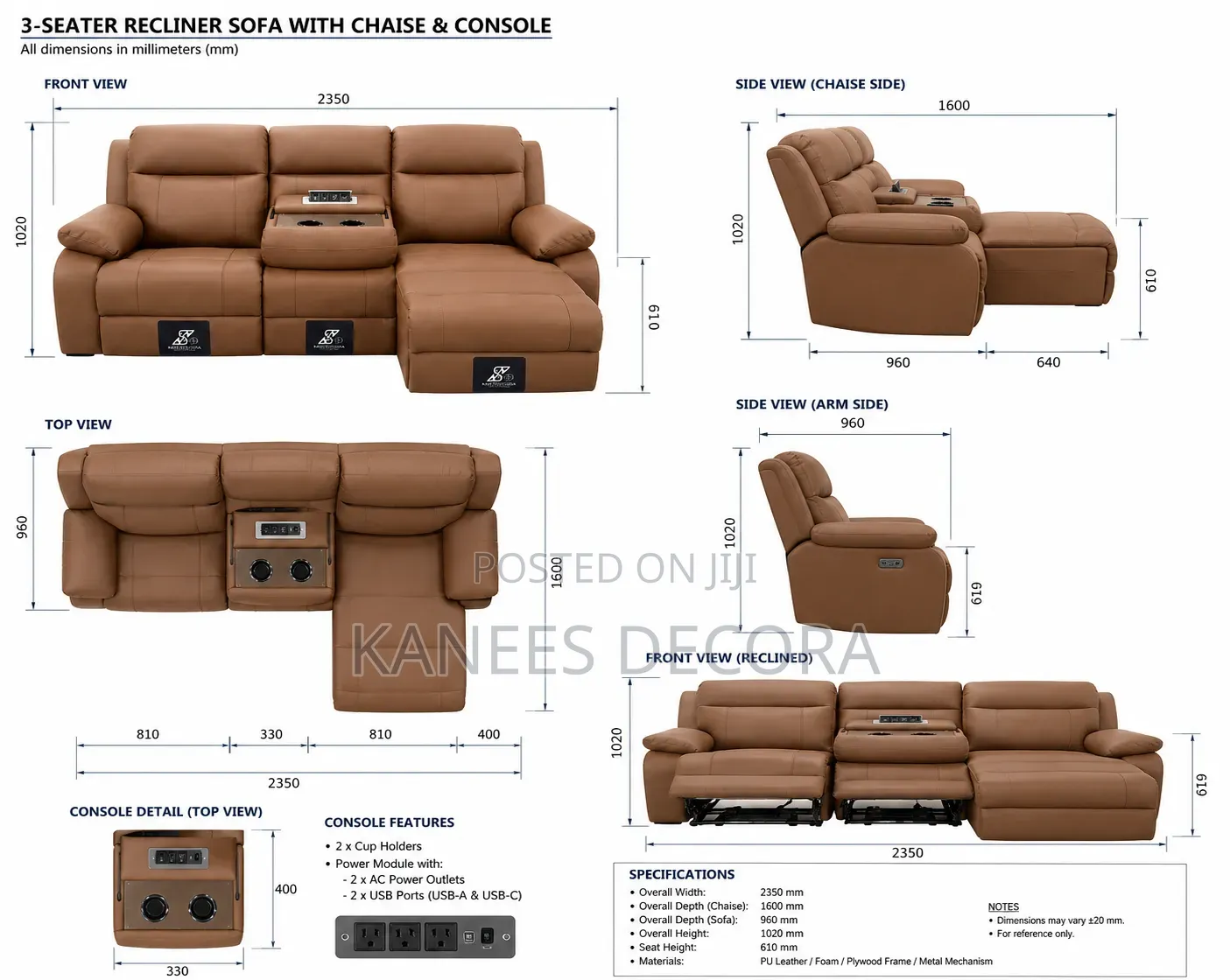 L Shaped Electric Recliner Sofa