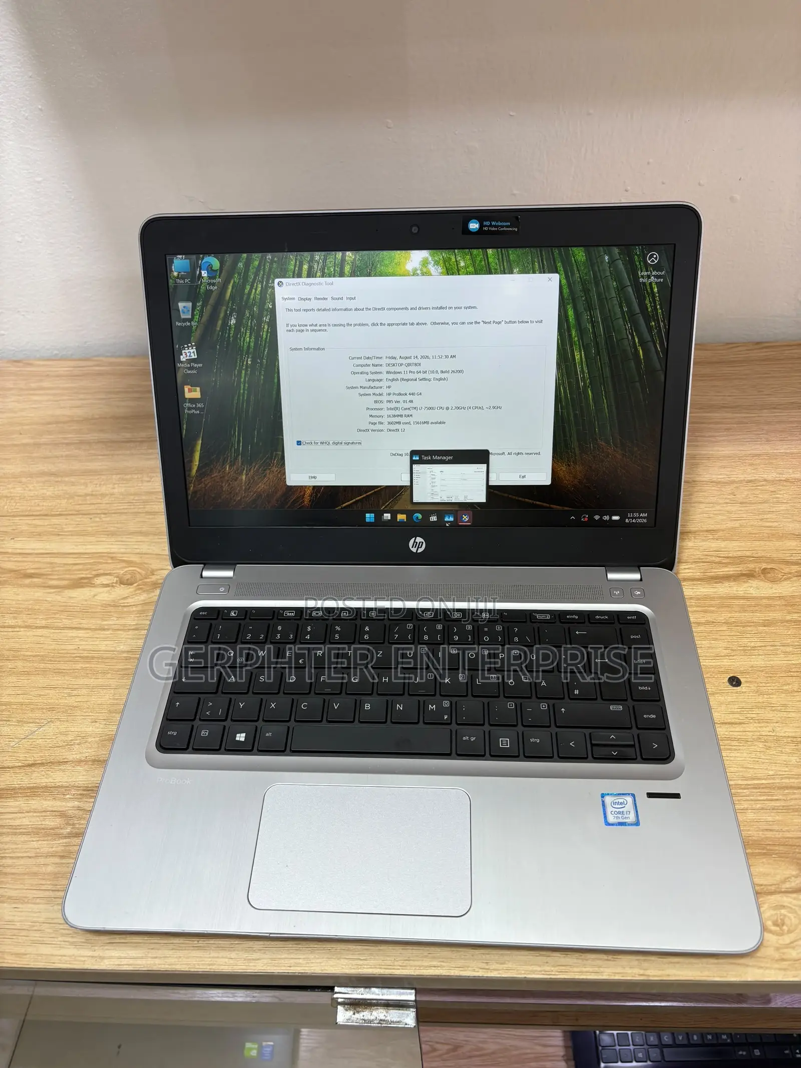 New Laptop HP ProBook 440 G4 8GB Intel Core i7 SSD 128GB
